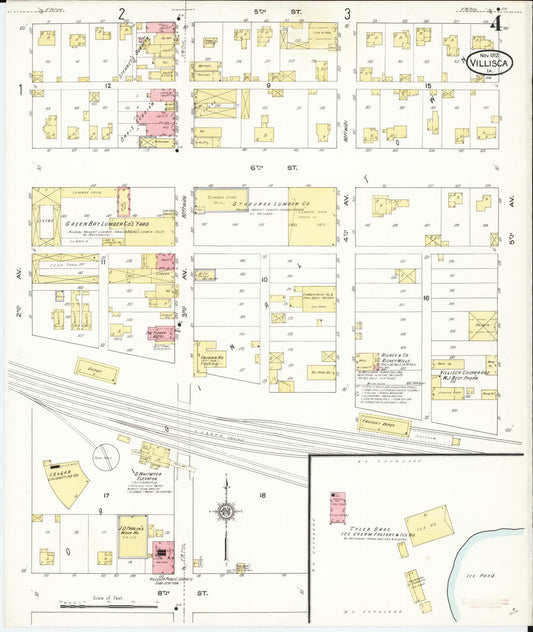 Sanborn Fire Insurance Map from Villisca, Montgomery County, Iowa (1912), Sheet #0004 - Historic Sanborn Fire Insurance Map Print, vintage old map wall art