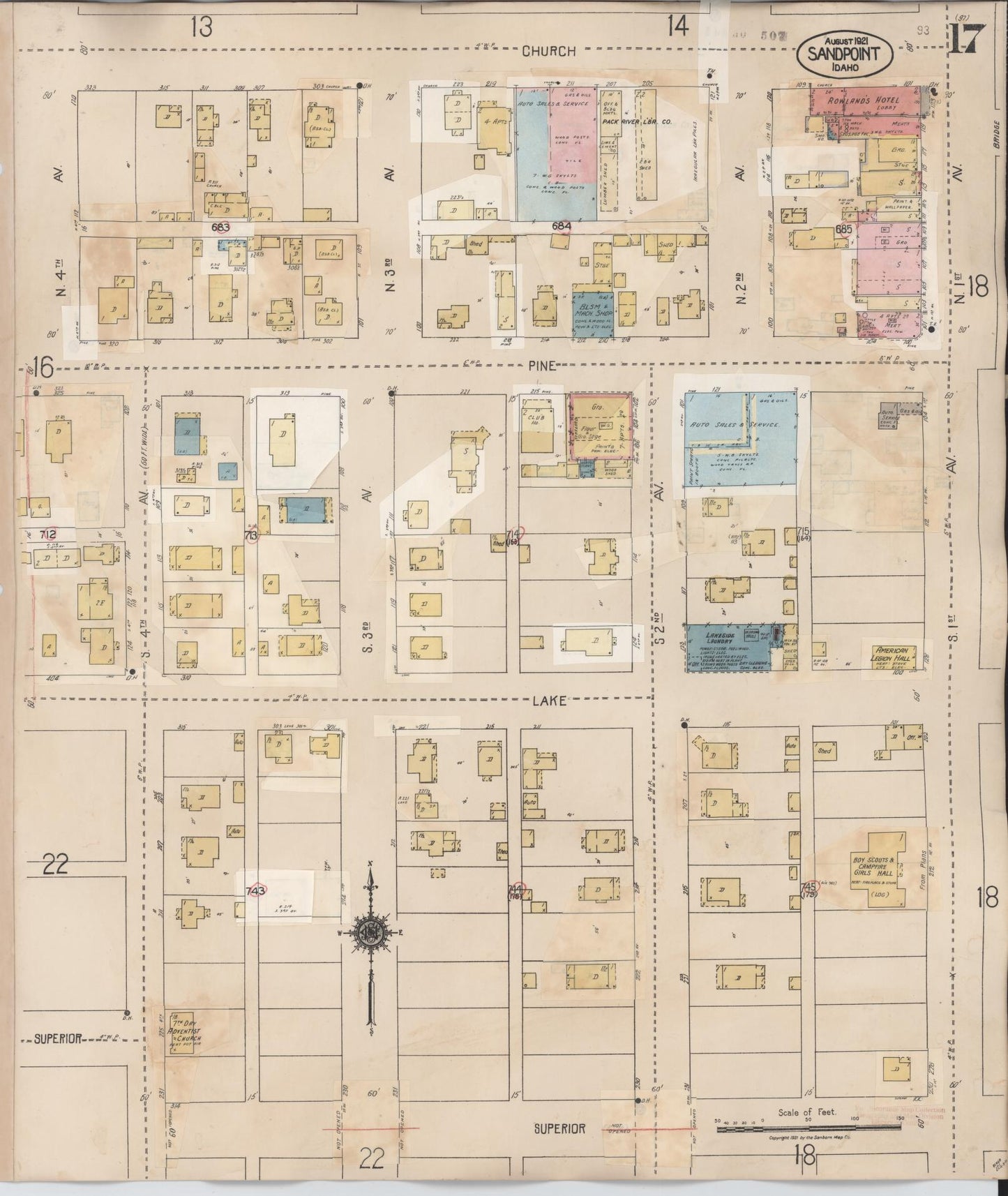 Sanborn Fire Insurance Map from Sandpoint, Bonner County, Idaho (1948), Sheet #0017 - Complete Map Set gallery image, historic Sanborn map, vintage wall art, Idaho Idaho