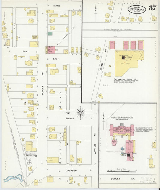 Sanborn Fire Insurance Map from Texarkana, Bowie County, Texas (1909), Sheet #0037 - Historic Sanborn Fire Insurance Map Print, vintage old map wall art, antique decor, genealogy gift, Texas Texas map