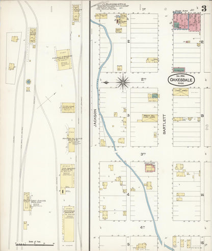 Sanborn Fire Insurance Map from Oakesdale, Whitman County, Washington (1894), Sheet #0003 - Complete Map Set gallery image, historic Sanborn map, vintage wall art, Washington Washington