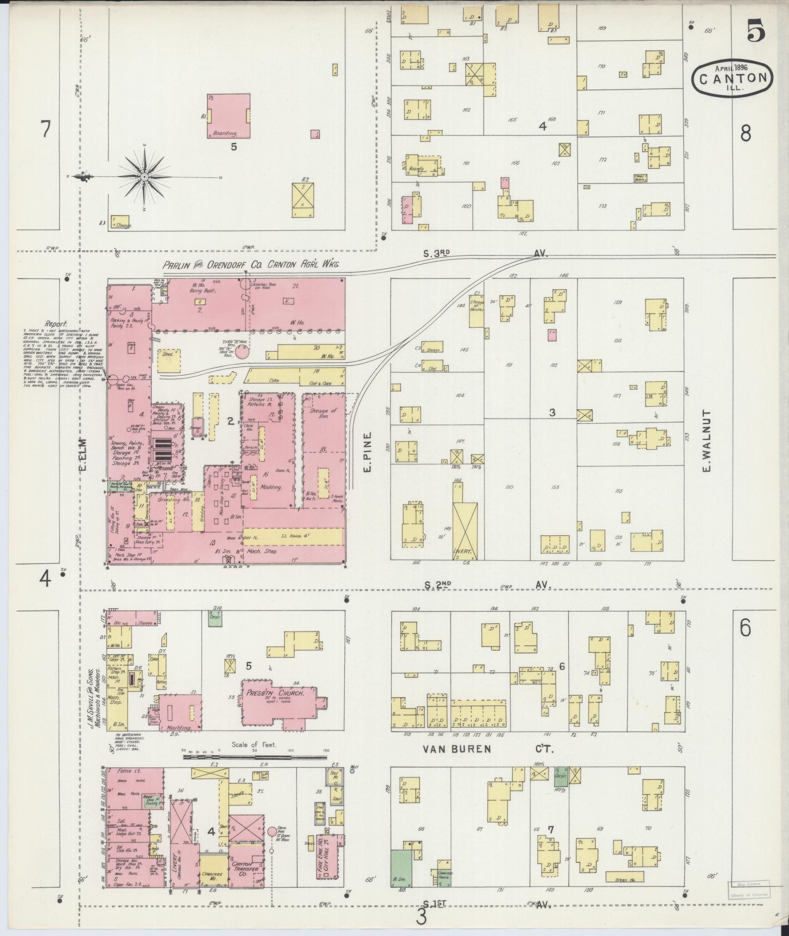Sanborn Fire Insurance Map from Canton, Fulton County, Illinois (1896), Sheet #0005 - Complete Map Set gallery image, historic Sanborn map, vintage wall art, Illinois Illinois