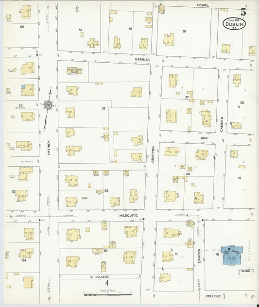 Sanborn Fire Insurance Map from Dublin, Erath County, Texas (1912), Sheet #0005 - Historic Sanborn Fire Insurance Map Print, vintage old map wall art, antique decor, genealogy gift, Texas Texas map