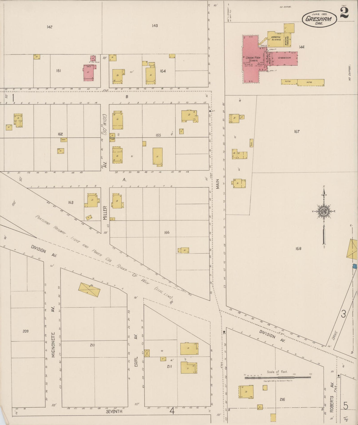 Sanborn Fire Insurance Map from Gresham, Multnomah County, Oregon (1922), Sheet #0002 - Historic Sanborn Fire Insurance Map Print, vintage old map wall art, antique decor, genealogy gift, Oregon Oregon map