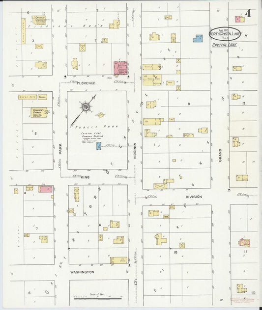 Sanborn Fire Insurance Map from North Crystal Lake, McHenry County, Illinois (1912), Sheet #0004 - Historic Sanborn Fire Insurance Map Print, vintage old map wall art, antique decor, genealogy gift, Illinois Illinois map