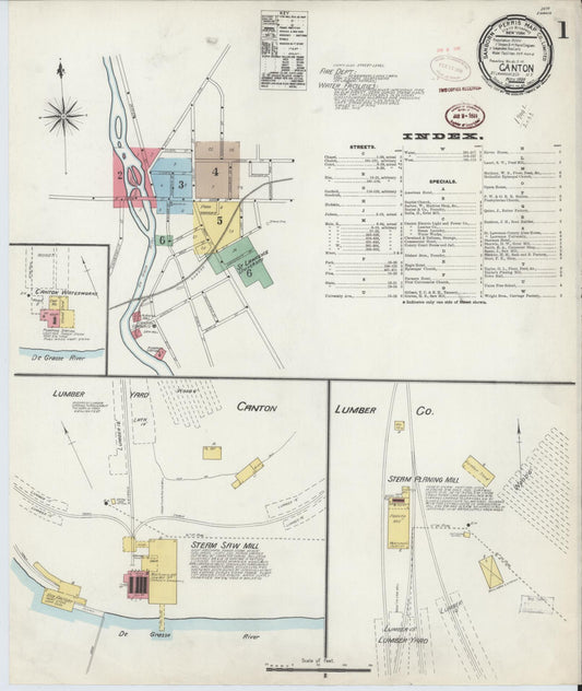 Sanborn Fire Insurance Map from Canton, St. Lawrence County, New York. (1898) – Historic Sanborn Fire Insurance Map Print