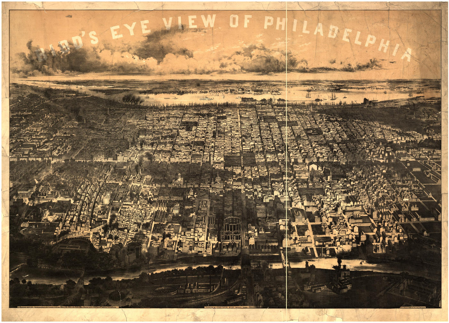 Bird's eye view of Philadelphia (1868) – Historic Bird’s-Eye View Panorama Print