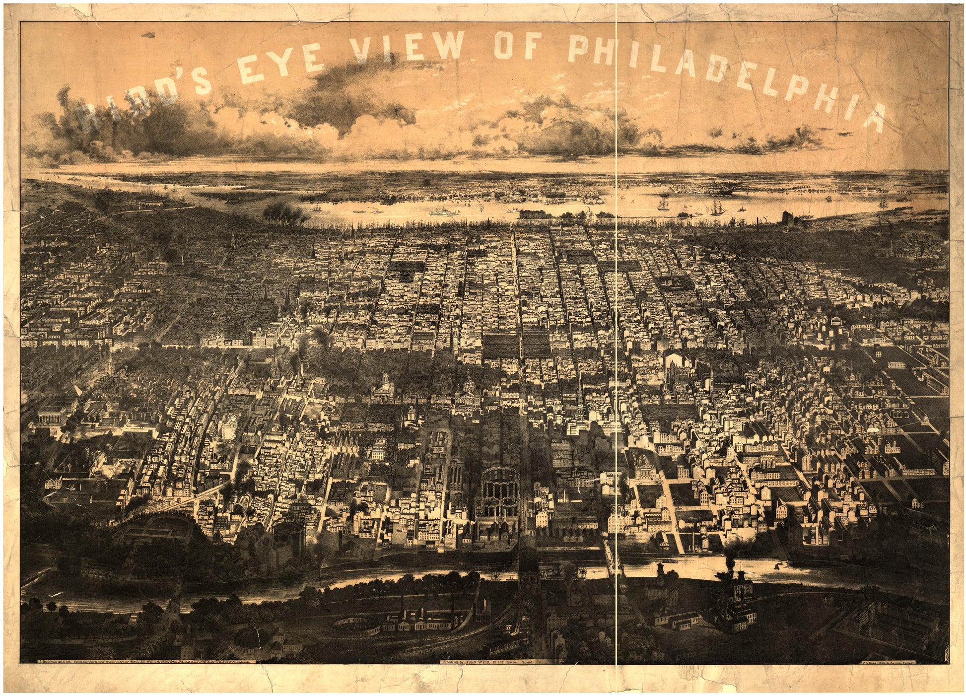 Bird's eye view of Philadelphia (1868) – Historic Bird’s-Eye View Panorama Print