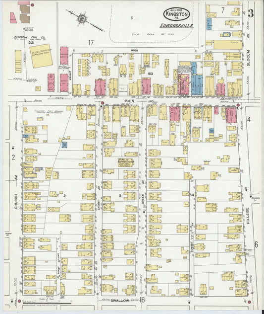 Sanborn Fire Insurance Map from Kingston, Luzerne County, Pennsylvania (1919), Sheet #0003 - Historic Sanborn Fire Insurance Map Print, vintage old map wall art, antique decor, genealogy gift, Pennsylvania Pennsylvania map