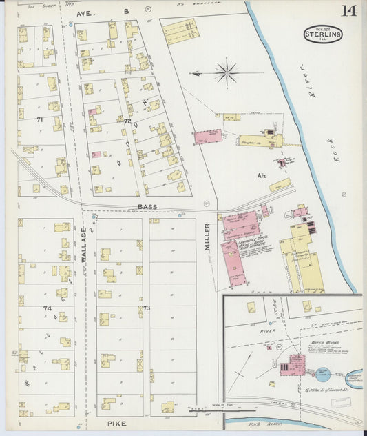 Sanborn Fire Insurance Map from Sterling, Whiteside County, Illinois (1891), Sheet #0014 - Historic Sanborn Fire Insurance Map Print, vintage old map wall art, antique decor, genealogy gift, Illinois Illinois map