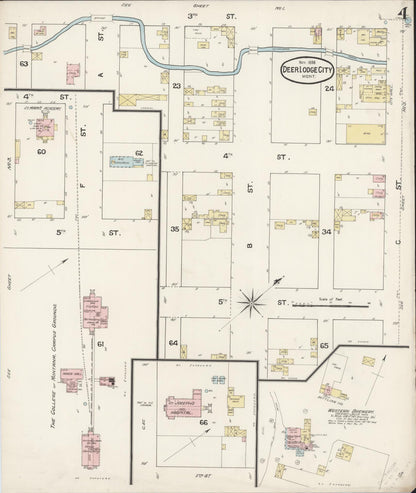 Sanborn Fire Insurance Map from Deer Lodge, Powell County, Montana (1888), Sheet #0004 - Complete Map Set gallery image, historic Sanborn map, vintage wall art, Montana Montana