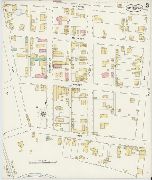 Sanborn Fire Insurance Map from Ravenswood, Jackson County, West Virginia (1898), Sheet #0003 - Historic Sanborn Fire Insurance Map Print, vintage old map wall art, antique decor, genealogy gift, West Virginia West Virginia map