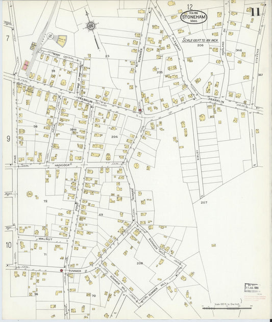 Sanborn Fire Insurance Map from Stoneham, Middlesex County, Massachusetts (1916), Sheet #0011 - Historic Sanborn Fire Insurance Map Print, vintage old map wall art, antique decor, genealogy gift, Massachusetts Massachusetts map
