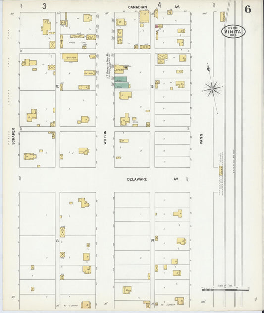 Sanborn Fire Insurance Map from Vinita, Craig County, Oklahoma (1900), Sheet #0006 - Historic Sanborn Fire Insurance Map Print, vintage old map wall art, antique decor, genealogy gift, Oklahoma Oklahoma map