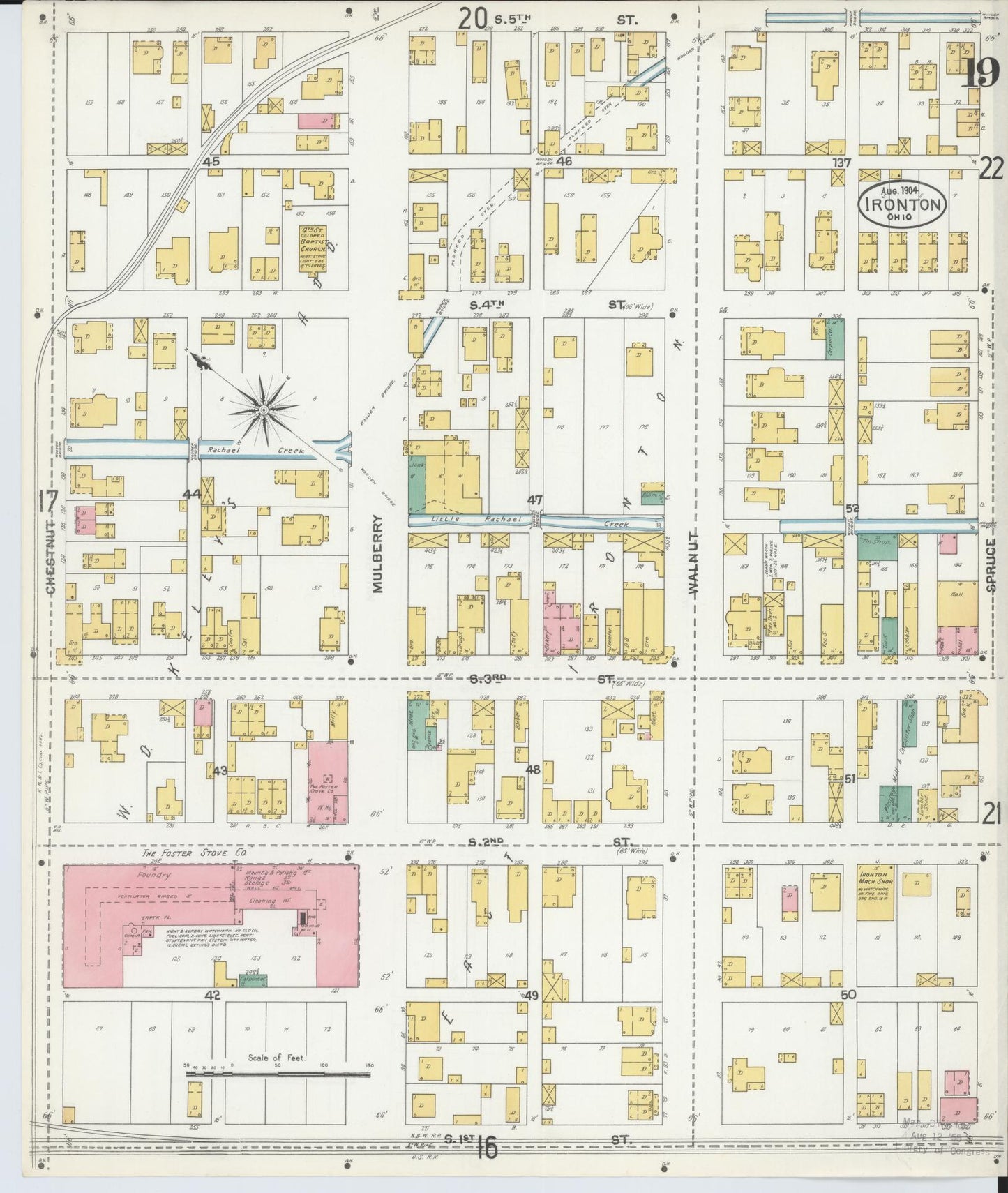 Sanborn Fire Insurance Map from Ironton, Lawrence County, Ohio (1904), Sheet #0019 - Historic Sanborn Fire Insurance Map Print, vintage old map wall art, antique decor, genealogy gift, Ohio Ohio map