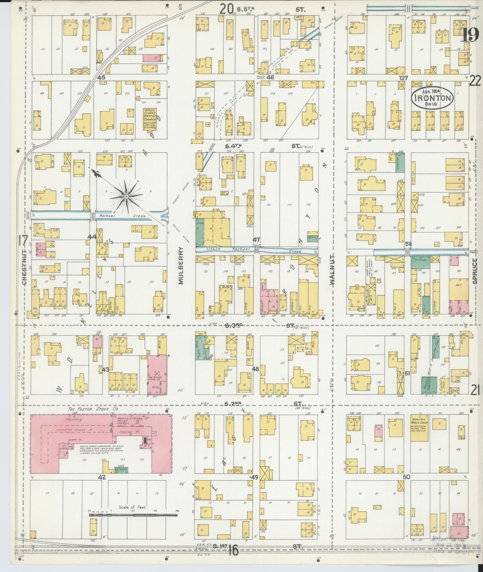 Sanborn Fire Insurance Map from Ironton, Lawrence County, Ohio (1904), Sheet #0019 - Historic Sanborn Fire Insurance Map Print, vintage old map wall art, antique decor, genealogy gift, Ohio Ohio map