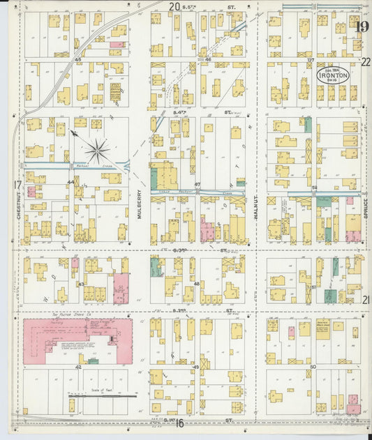 Sanborn Fire Insurance Map from Ironton, Lawrence County, Ohio (1904), Sheet #0019 - Historic Sanborn Fire Insurance Map Print, vintage old map wall art, antique decor, genealogy gift, Ohio Ohio map