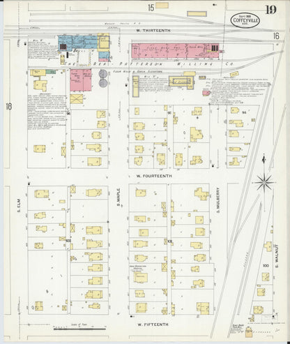 Sanborn Fire Insurance Map from Coffeyville, Montgomery County, Kansas (1908), Sheet #0019 - Complete Map Set gallery image, historic Sanborn map, vintage wall art, Kansas Kansas