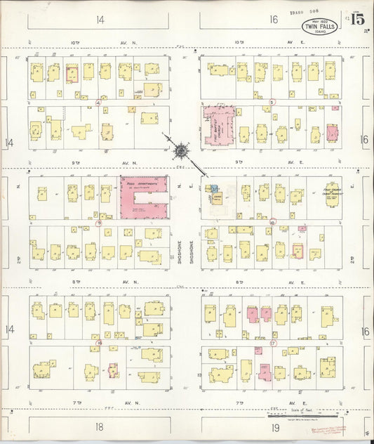 Sanborn Fire Insurance Map from Twin Falls, Twin Falls County, Idaho (1949), Sheet #0015 - Historic Sanborn Fire Insurance Map Print, vintage old map wall art, antique decor, genealogy gift, Falls Idaho map