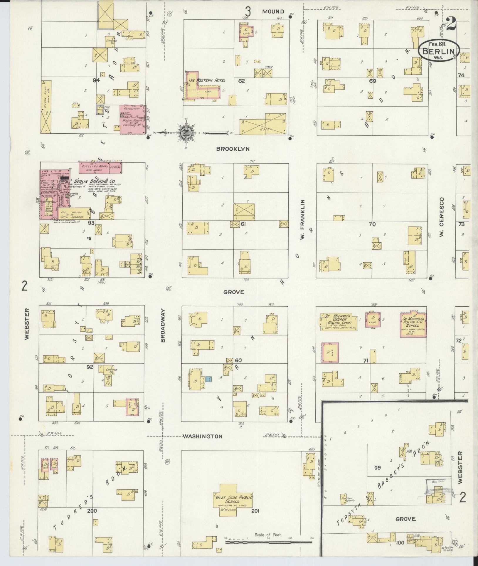 Sanborn Fire Insurance Map from Berlin, Green Lake County, Wisconsin (1911), Sheet #0002 - Historic Sanborn Fire Insurance Map Print, vintage old map wall art, antique decor, genealogy gift, Wisconsin Wisconsin map