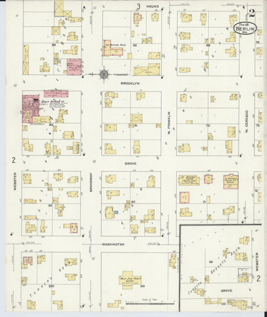 Sanborn Fire Insurance Map from Berlin, Green Lake County, Wisconsin (1911), Sheet #0002 - Historic Sanborn Fire Insurance Map Print, vintage old map wall art, antique decor, genealogy gift, Wisconsin Wisconsin map