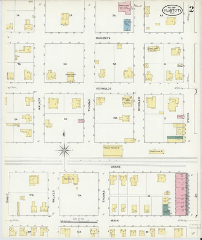 Sanborn Fire Insurance Map from Plant City, Hillborough County, Florida (1909), Sheet #0002 - Complete Map Set gallery image, historic Sanborn map, vintage wall art, Florida Florida