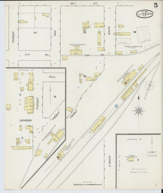 Sanborn Fire Insurance Map from Lisbon, Ransom County, North Dakota (1893), Sheet #0005 - Historic Sanborn Fire Insurance Map Print, vintage old map wall art, antique decor, genealogy gift, North Dakota North Dakota map