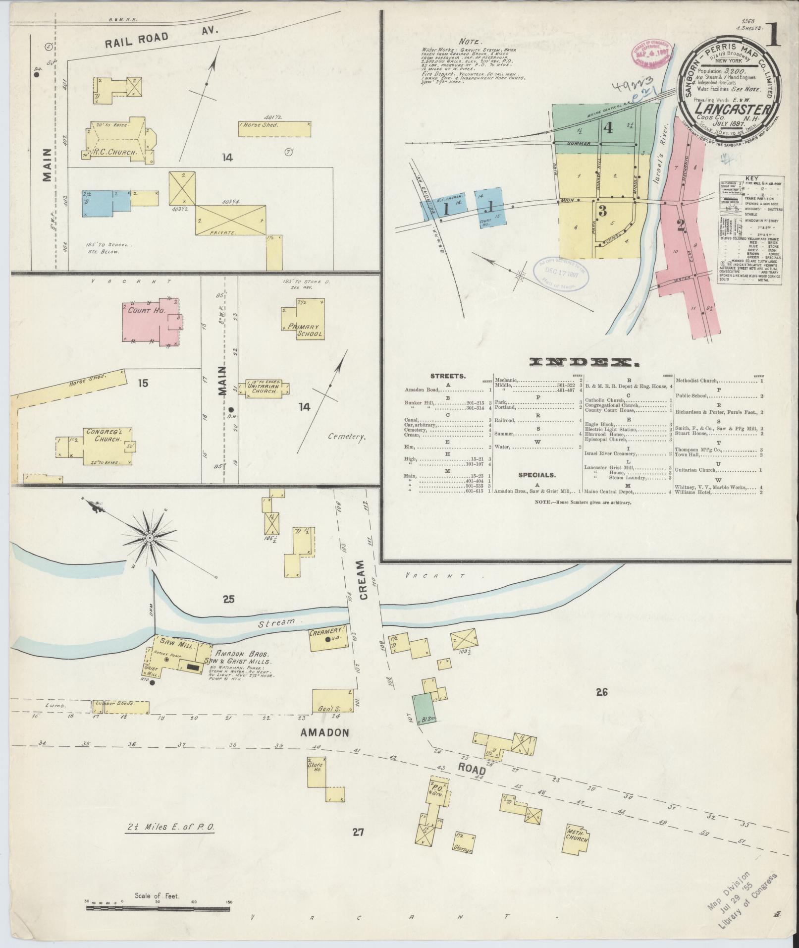 Sanborn Fire Insurance Map from Lancaster, Coos County, New Hampshire. (1897) – Historic Sanborn Fire Insurance Map Print