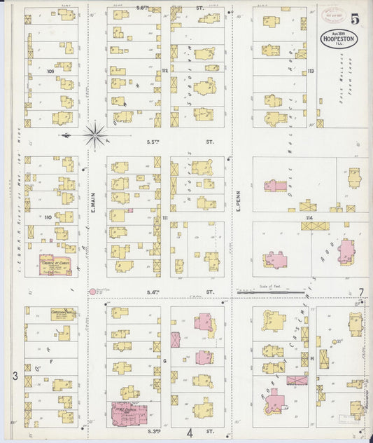 Sanborn Fire Insurance Map from Hoopeston, Vermilion County, Illinois (1899), Sheet #0005 - Historic Sanborn Fire Insurance Map Print, vintage old map wall art, antique decor, genealogy gift, Illinois Illinois map