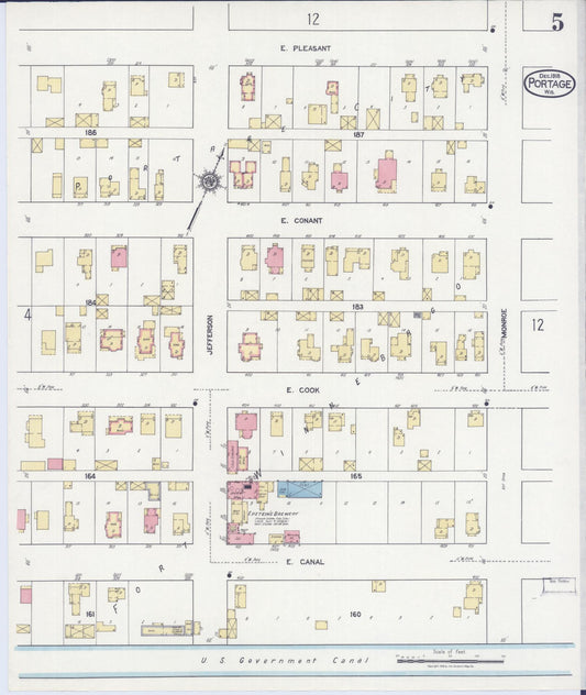Sanborn Fire Insurance Map from Portage, Columbia County, Wisconsin (1918), Sheet #0005 - Historic Sanborn Fire Insurance Map Print, vintage old map wall art, antique decor, genealogy gift, Wisconsin Wisconsin map