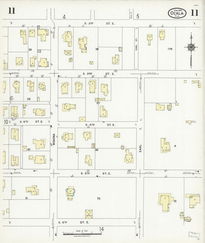 Sanborn Fire Insurance Map from Ocala, Marion County, Florida (1924), Sheet #0011 - Historic Sanborn Fire Insurance Map Print, vintage old map wall art, antique decor, genealogy gift, Florida Florida map