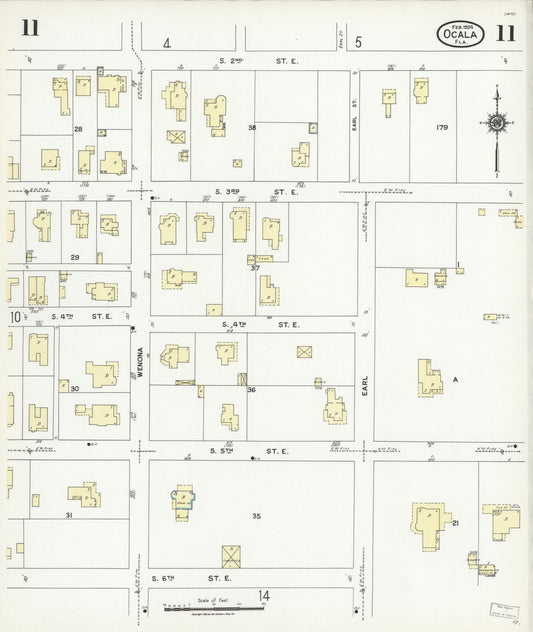 Sanborn Fire Insurance Map from Ocala, Marion County, Florida (1924), Sheet #0011 - Historic Sanborn Fire Insurance Map Print, vintage old map wall art, antique decor, genealogy gift, Florida Florida map