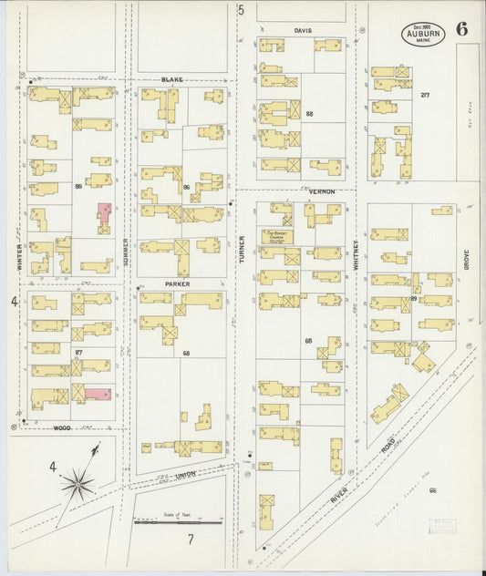 Sanborn Fire Insurance Map from Auburn, Androscoggin County, Maine (1902), Sheet #0006 - Historic Sanborn Fire Insurance Map Print, vintage old map wall art, antique decor, genealogy gift, Maine Maine map