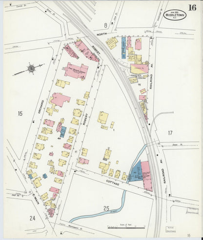 Sanborn Fire Insurance Map from Middletown, Orange County, New York (1910), Sheet #0016 - Complete Map Set gallery image, historic Sanborn map, vintage wall art, New York New York