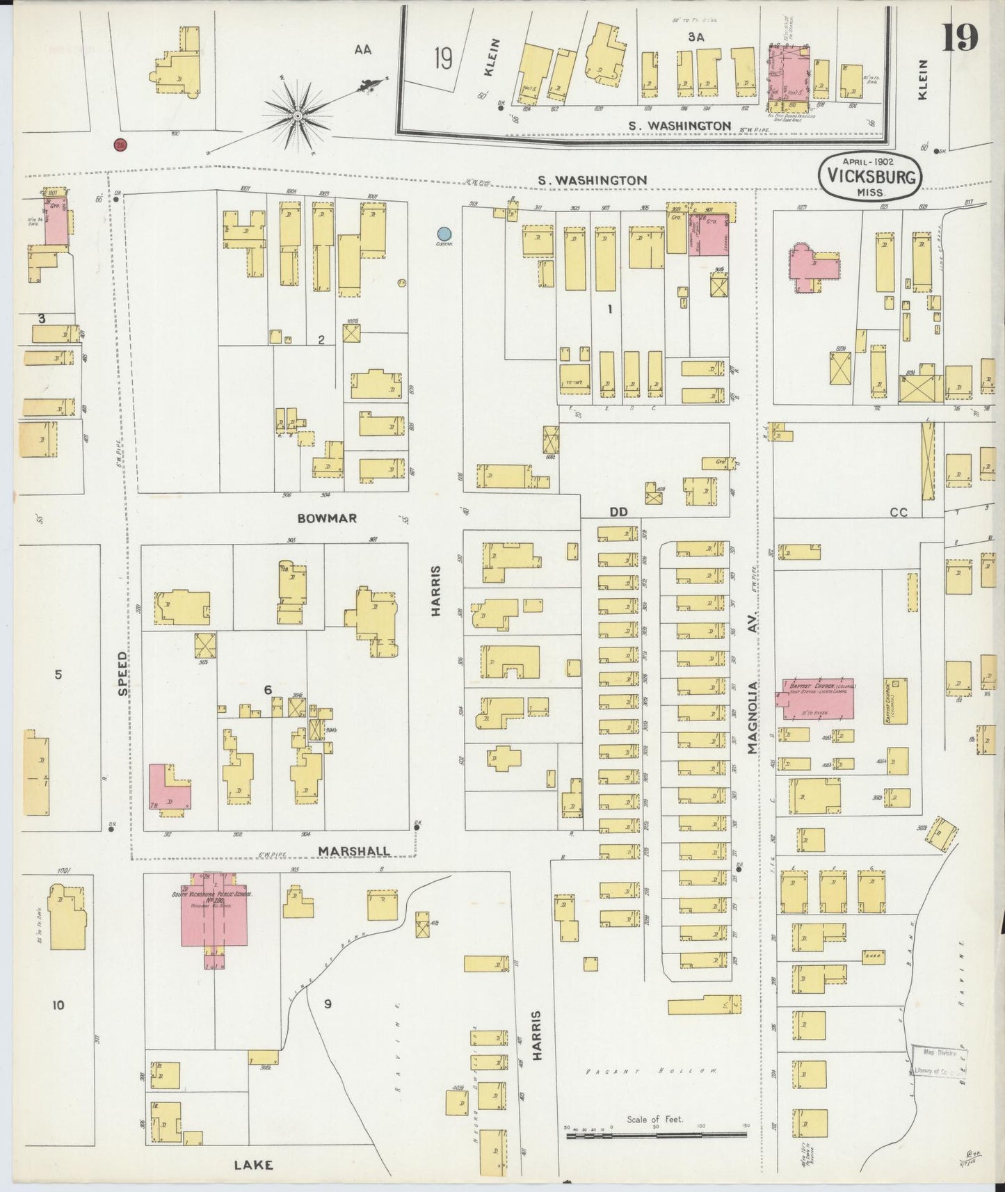 Sanborn Fire Insurance Map from Vicksburg, Warren County, Mississippi (1902), Sheet #0019 - Complete Map Set gallery image, historic Sanborn map, vintage wall art, Mississippi Mississippi