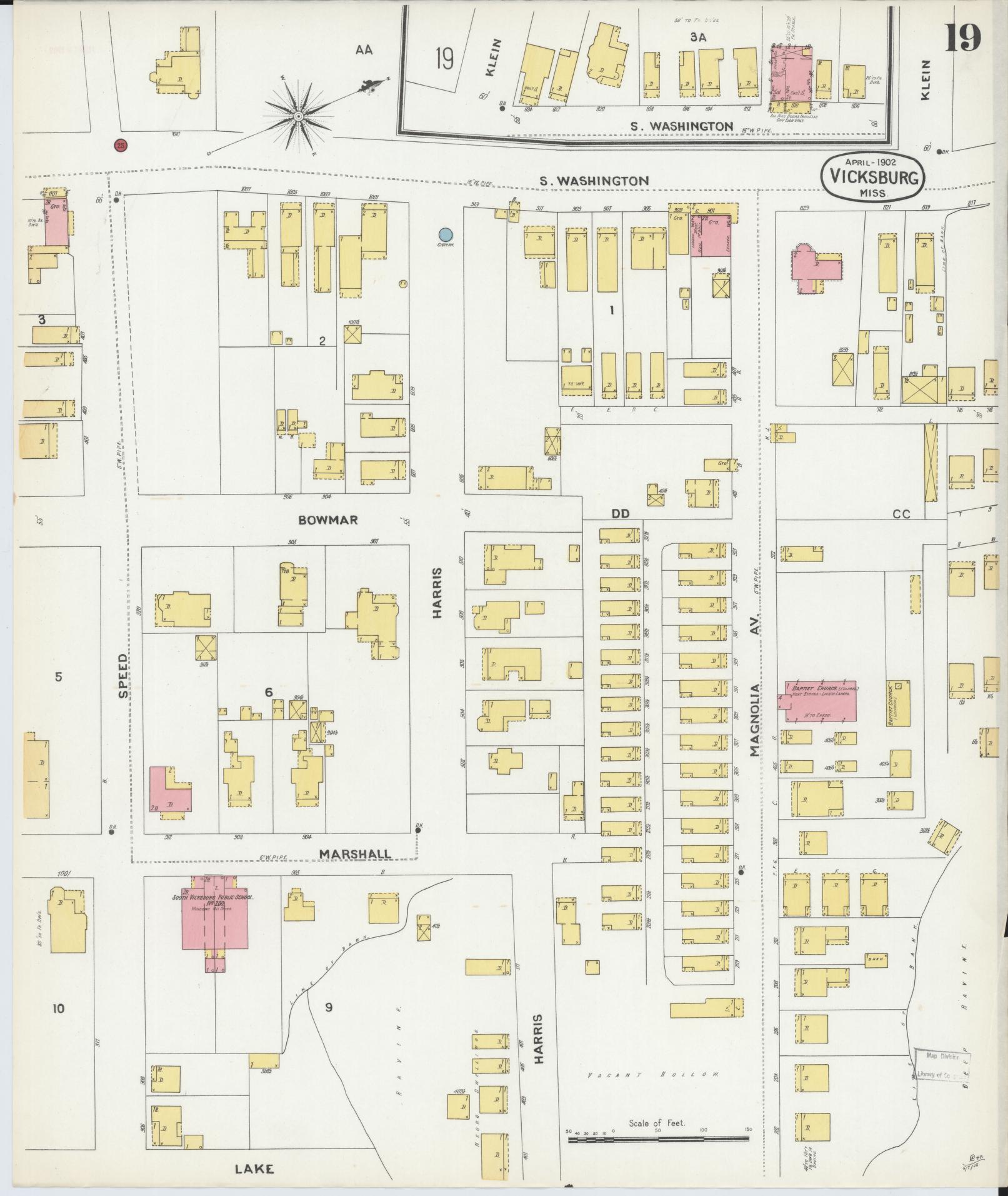 Sanborn Fire Insurance Map from Vicksburg, Warren County, Mississippi (1902), Sheet #0019 - Complete Map Set gallery image, historic Sanborn map, vintage wall art, Mississippi Mississippi