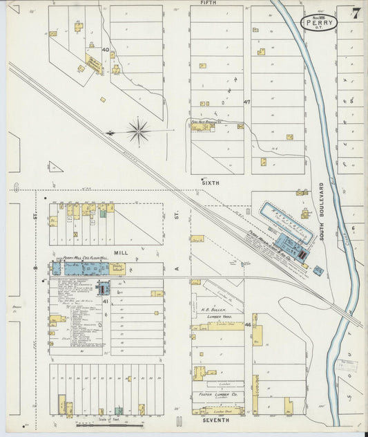 Sanborn Fire Insurance Map from Perry, Noble County, Oklahoma (1895), Sheet #0007 - Historic Sanborn Fire Insurance Map Print, vintage old map wall art, antique decor, genealogy gift, Oklahoma Oklahoma map