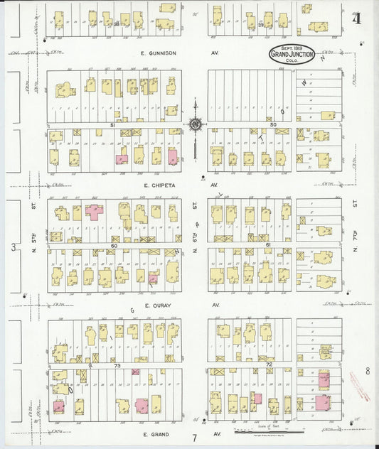 Sanborn Fire Insurance Map from Grand Junction, Mesa County, Colorado (1919), Sheet #0004 - Historic Sanborn Fire Insurance Map Print, vintage old map wall art, antique decor, genealogy gift, Colorado Colorado map