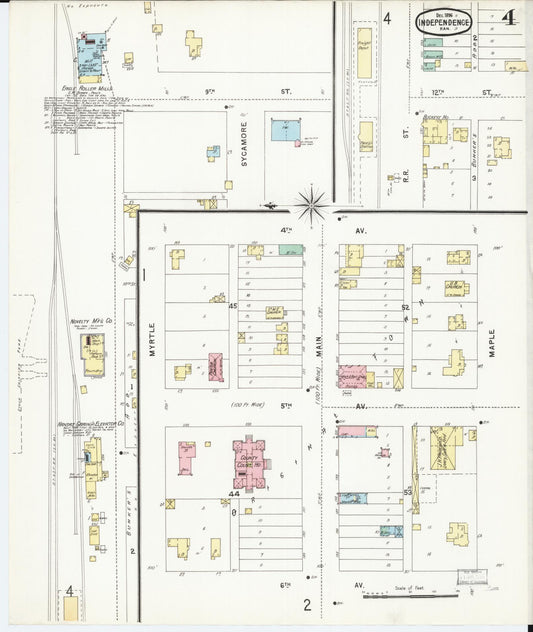 Sanborn Fire Insurance Map from Independence, Montgomery County, Kansas (1896), Sheet #0004 - Historic Sanborn Fire Insurance Map Print, vintage old map wall art, antique decor, genealogy gift, Kansas Kansas map