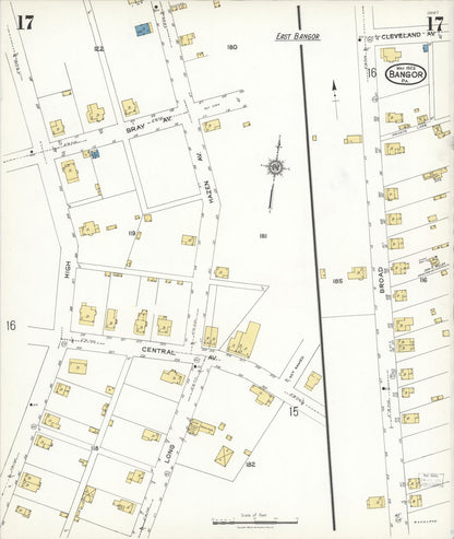 Sanborn Fire Insurance Map from Bangor, Northampton County, Pennsylvania (1923), Sheet #0017 - Complete Map Set gallery image, historic Sanborn map, vintage wall art, Pennsylvania Pennsylvania