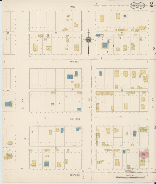 Sanborn Fire Insurance Map from Thermopolis, Hot Springs County, Wyoming (1918), Sheet #0002 - Historic Sanborn Fire Insurance Map Print, vintage old map wall art, antique decor, genealogy gift, Wyoming Wyoming map