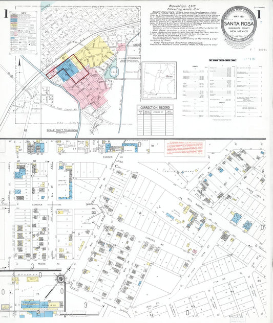 Sanborn Fire Insurance Map from Santa Rosa, Guadalupe County, New Mexico (1951), Sheet #0001 - Complete Map Set gallery image, historic Sanborn map, vintage wall art, New Mexico New Mexico