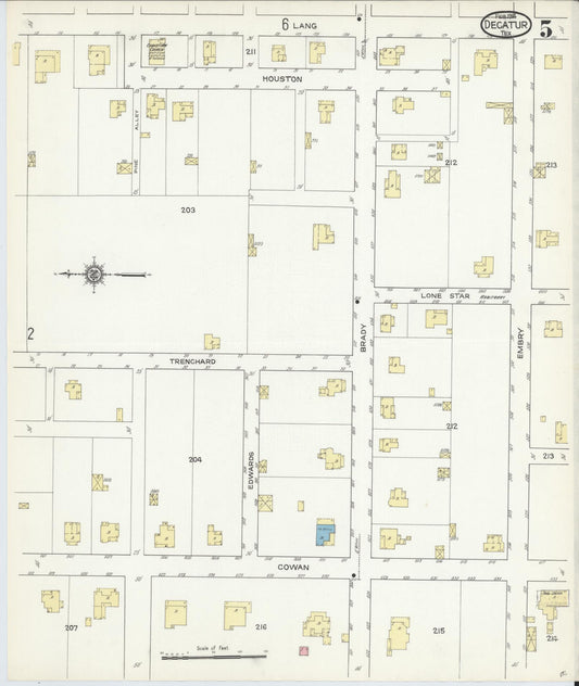 Sanborn Fire Insurance Map from Decatur, Wise County, Texas (1914), Sheet #0005 - Historic Sanborn Fire Insurance Map Print, vintage old map wall art, antique decor, genealogy gift, Texas Texas map