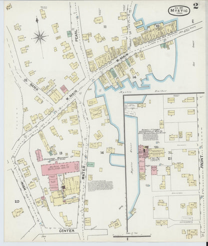 Sanborn Fire Insurance Map from Mystic, New London County, Connecticut (1891), Sheet #0002 - Complete Map Set gallery image, historic Sanborn map, vintage wall art, Connecticut Connecticut