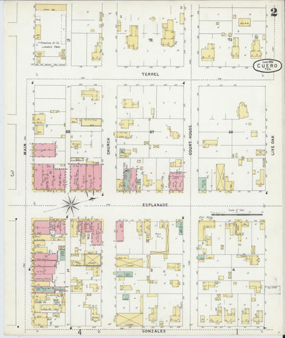 Sanborn Fire Insurance Map from Cuero, De Witt County, Texas (1896), Sheet #0002 - Complete Map Set gallery image, historic Sanborn map, vintage wall art, Texas Texas