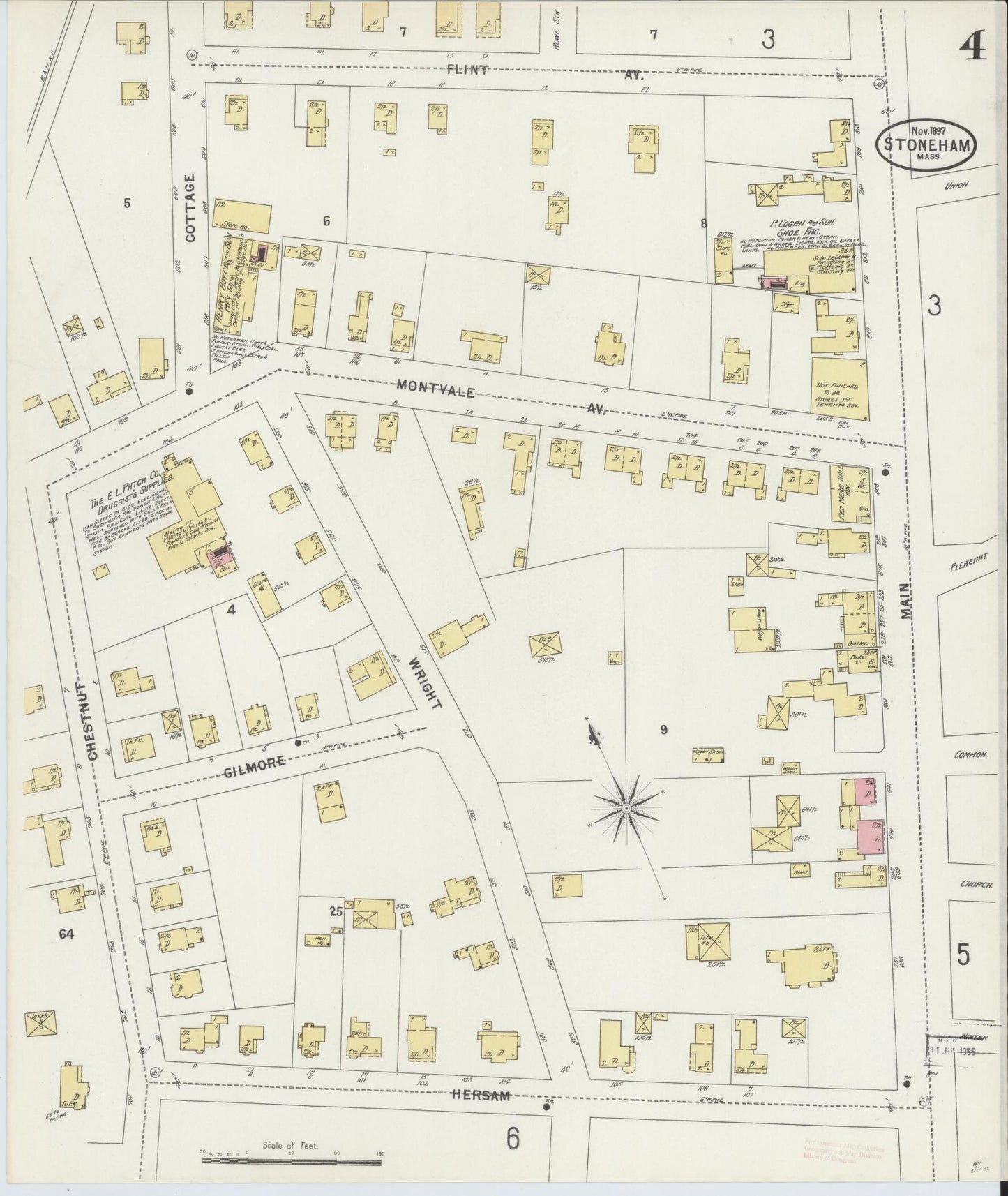 Sanborn Fire Insurance Map from Stoneham, Middlesex County, Massachusetts (1897), Sheet #0004 - Complete Map Set gallery image, historic Sanborn map, vintage wall art, Massachusetts Massachusetts