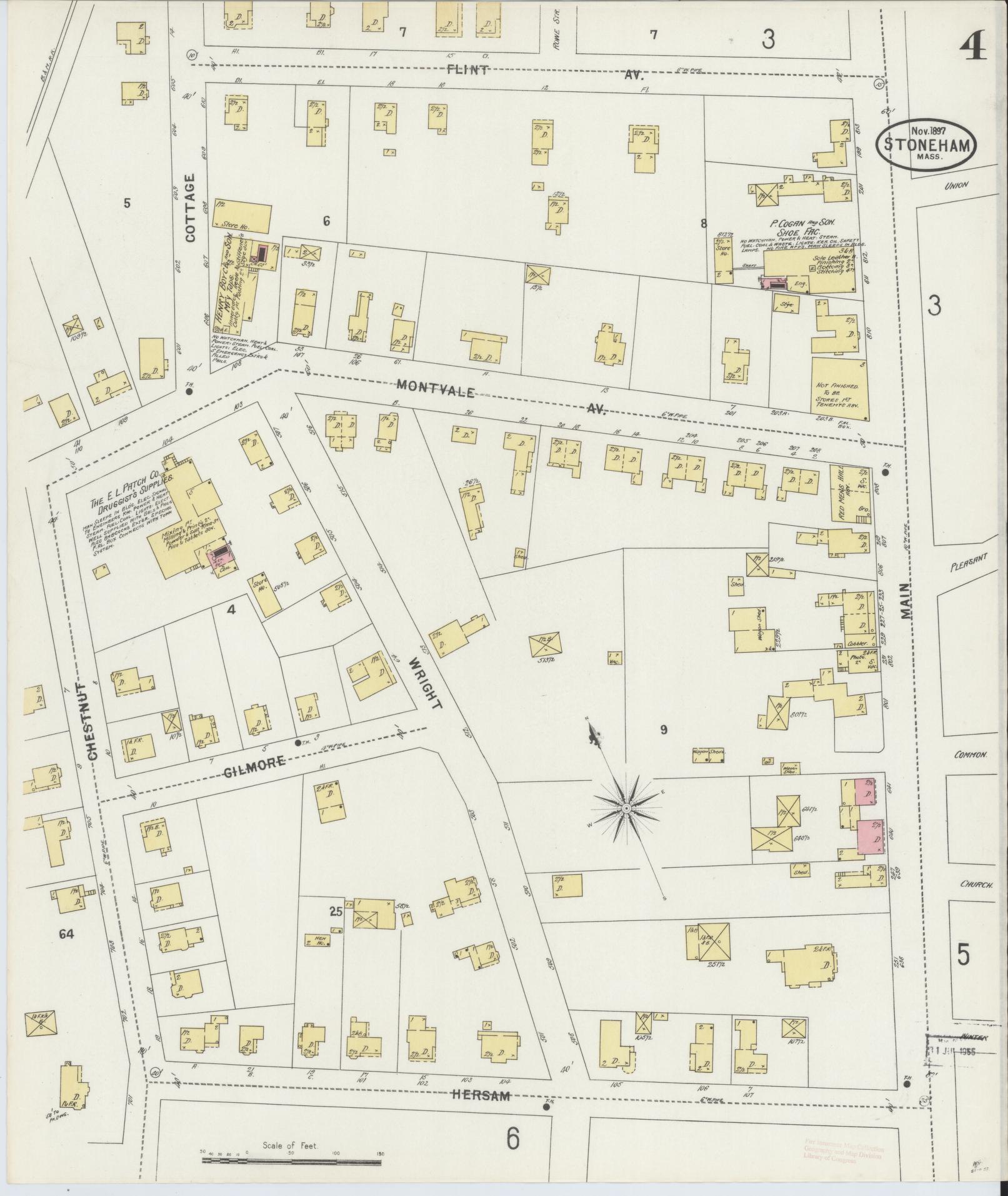 Sanborn Fire Insurance Map from Stoneham, Middlesex County, Massachusetts (1897), Sheet #0004 - Complete Map Set gallery image, historic Sanborn map, vintage wall art, Massachusetts Massachusetts