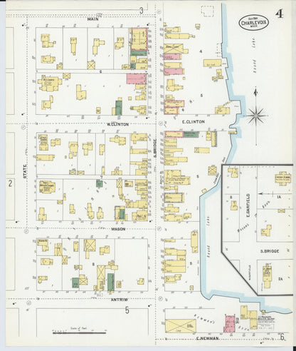 Sanborn Fire Insurance Map from Charlevoix, Charlevoix County, Michigan (1901), Sheet #0004 - Complete Map Set gallery image, historic Sanborn map, vintage wall art, Michigan Michigan