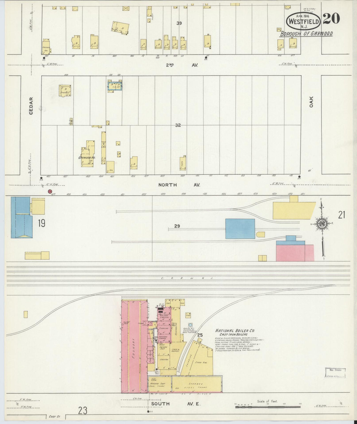 Sanborn Fire Insurance Map from Westfield, Union County, New Jersey (1916), Sheet #0020 - Complete Map Set gallery image, historic Sanborn map, vintage wall art, New Jersey New Jersey