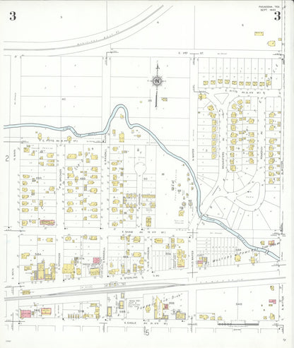 Sanborn Fire Insurance Map from Pasadena, Harris County, Texas (1943), Sheet #0003 - Complete Map Set gallery image, historic Sanborn map, vintage wall art, Texas Texas