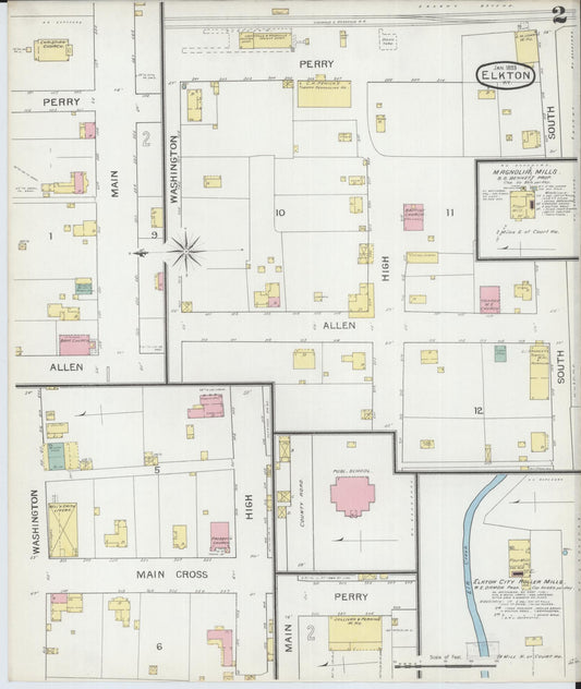 Sanborn Fire Insurance Map from Elkton, Todd County, Kentucky (1893), Sheet #0002 - Historic Sanborn Fire Insurance Map Print, vintage old map wall art, antique decor, genealogy gift, Kentucky Kentucky map
